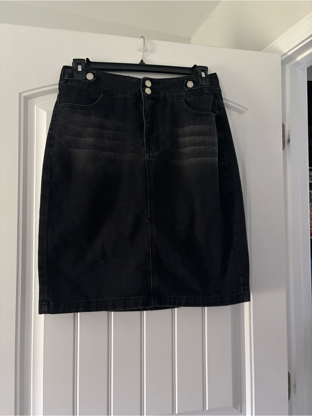 SHEIN Black Denim High-Waist Pencil Skirt